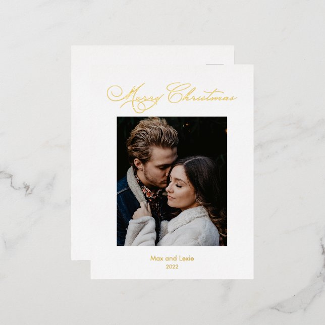 Carte Postale De Vacances En Aluminium Joyeux Noël scénarisé Foil élégant (Recto/Verso)