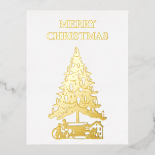 Carte Postale De Vacances En Aluminium Joyeux Noël vintage Gold