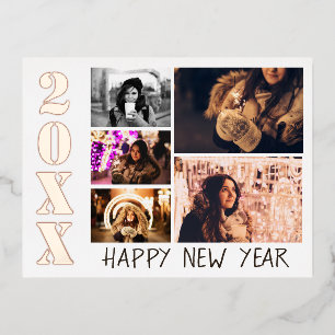 Carte Postale De Vacances En Aluminium Joyeux Nouvel An 2023 5 Photo Collage Real