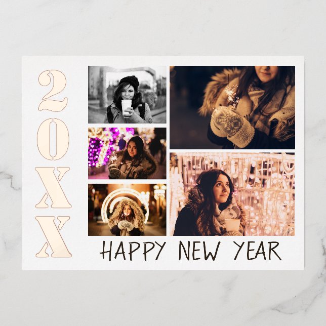 Carte Postale De Vacances En Aluminium Joyeux Nouvel An 2023 5 Photo Collage Real (Recto)