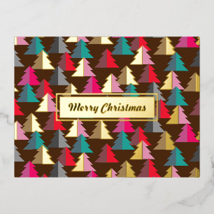 Carte Postale De Vacances En Aluminium Joyeux pin de Noël Brown. Personnalisé.