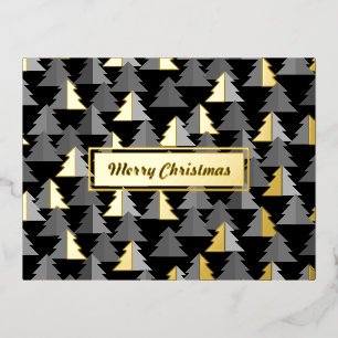 Carte Postale De Vacances En Aluminium Joyeux pin de Noël noir. Personnalisé.