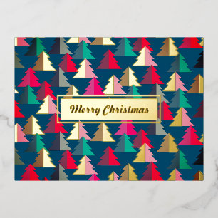 Carte Postale De Vacances En Aluminium Joyeux pin de Noël Turquoise. Personnalisé.