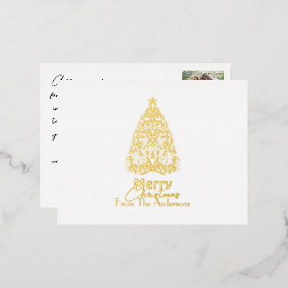 Carte Postale De Vacances En Aluminium Joyeux sapin de Noël élégant