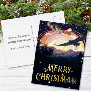 Carte Postale De Vacances En Aluminium L'aigle au-dessus de Père Noël