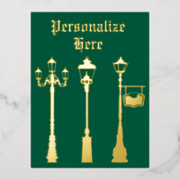 Lampe post-lanterne en laiton victorien or vert