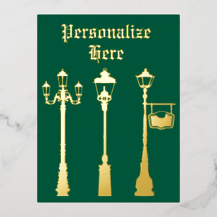Carte Postale De Vacances En Aluminium Lampe post-lanterne en laiton victorien or vert