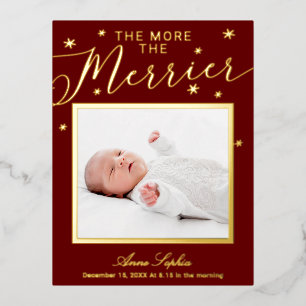 Carte Postale De Vacances En Aluminium L'annonce de naissance de Noël : Plus on est de fo