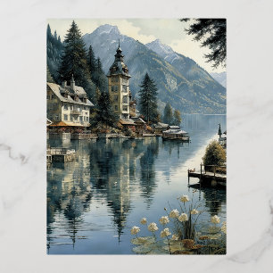 Carte Postale De Vacances En Aluminium L'eau du lac Wörthersee est propre et claire wi