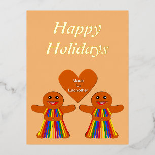 Carte Postale De Vacances En Aluminium Lesbienne Noël pain d'épices Dames Couple Personna