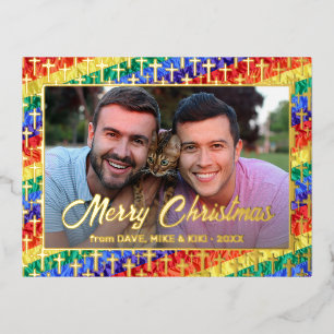 Carte Postale De Vacances En Aluminium LGBT drapeau arc-en-ciel croix de Noël personnalis