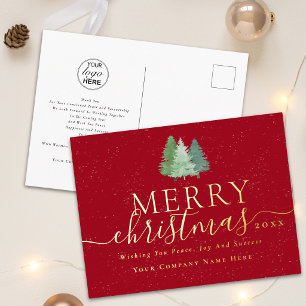 Carte Postale De Vacances En Aluminium Logo d'entreprise moderne Joyeux Noël écriture dor
