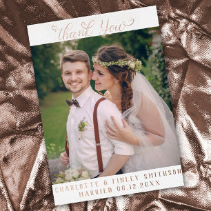 Carte Postale De Vacances En Aluminium Mariage de Merci personnalisé minimaliste au choix