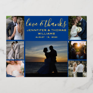 Carte Postale De Vacances En Aluminium Mariage photo Collage Carte de remerciements