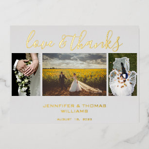 Carte Postale De Vacances En Aluminium Mariage photo Collage Carte de remerciements