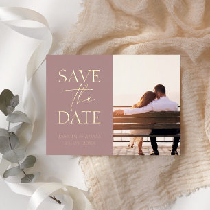 Carte Postale De Vacances En Aluminium Mariage photo rose Dusty minimaliste Enregistrer l