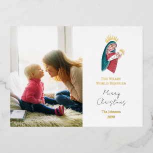 Carte Postale De Vacances En Aluminium Marie religieuse & bébé Jésus Noël