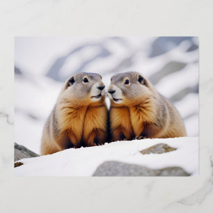 Carte Postale De Vacances En Aluminium Marmotte Animal Nature Faune Affection Soin