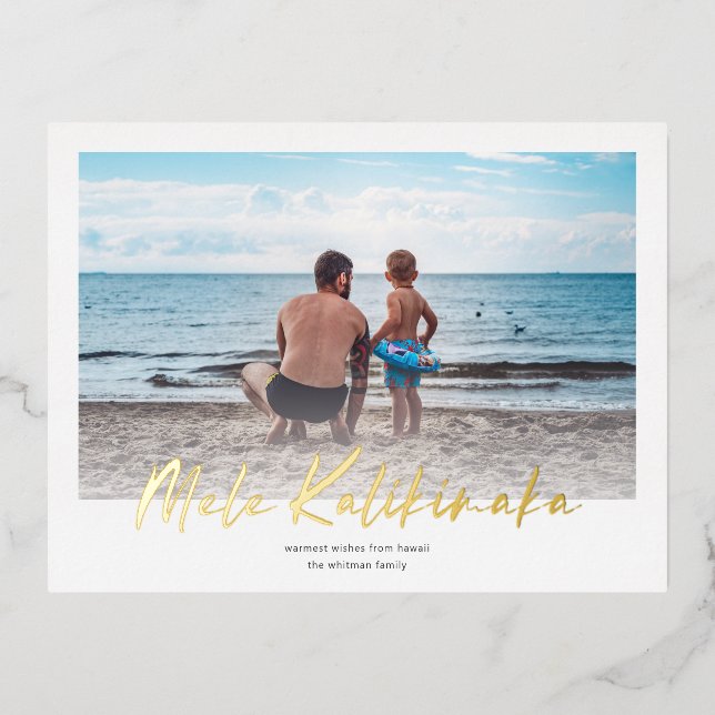 Carte Postale De Vacances En Aluminium Mele Kalikimaka Minimal | Photo horizontale (Recto)