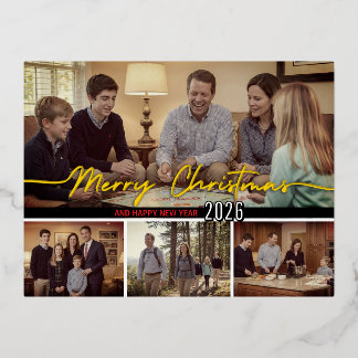 Carte Postale De Vacances En Aluminium Merry Christmas And Happy New Year Card