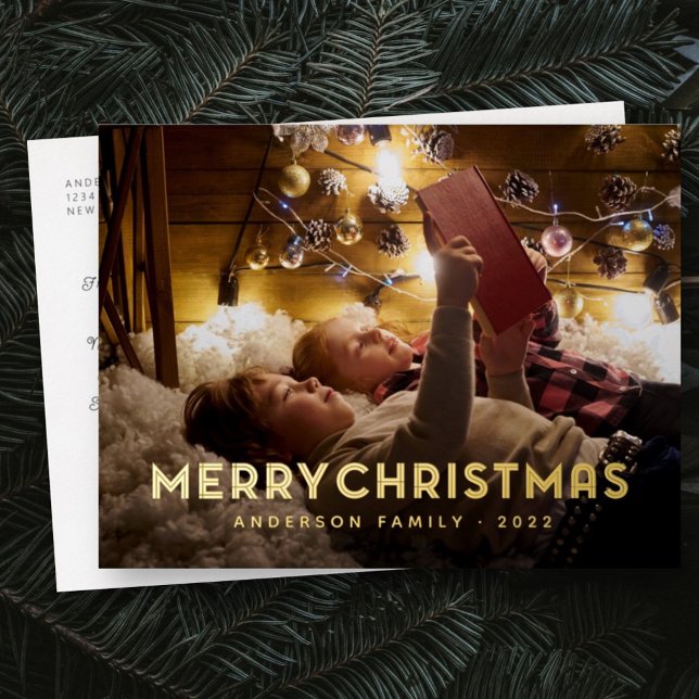 Carte Postale De Vacances En Aluminium Merry Christmas Modern Simple Typography (Créateur téléchargé)