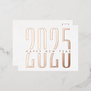 Carte Postale De Vacances En Aluminium Minimaliste et élégant 2025 Bonne année