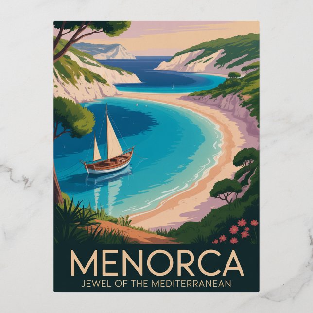 Carte Postale De Vacances En Aluminium Minorque Espagne (Recto)