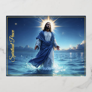 Carte Postale De Vacances En Aluminium Miracle de Jésus Christ paix spirituelle de l'océa