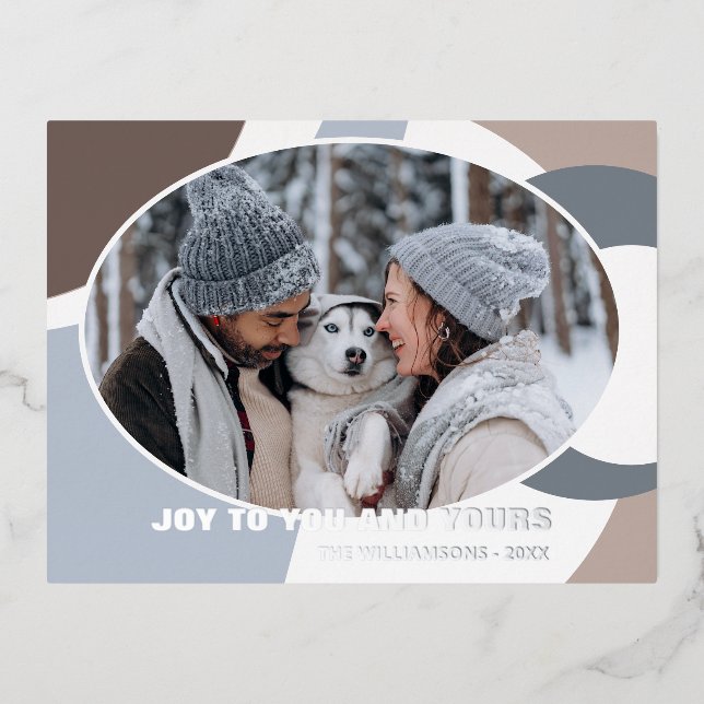 Carte Postale De Vacances En Aluminium Modern Geometric Abstract Art Pattern Silver (Recto)