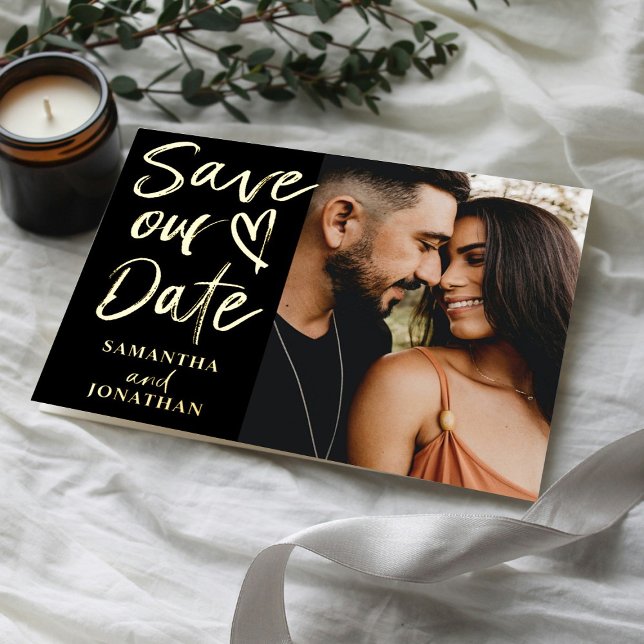 Carte Postale De Vacances En Aluminium Moderne et réelle calligraphie d'or Économisez not (Créateur téléchargé)