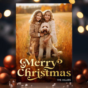 Carte Postale De Vacances En Aluminium Moderne Joyeux Noël Minimaliste 1 Photo Élégant