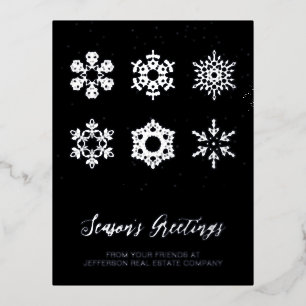 Carte Postale De Vacances En Aluminium Moderne Marine Silver Snowflakes