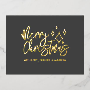 Carte Postale De Vacances En Aluminium Moderne minimaliste Joyeux Noël gris Vrai Or
