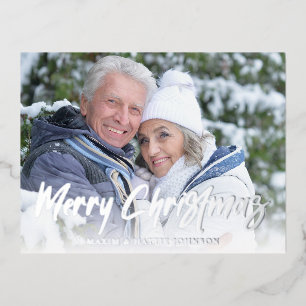 Carte Postale De Vacances En Aluminium Moderne Photo de Noël en Hiver avec Écriture au Pi