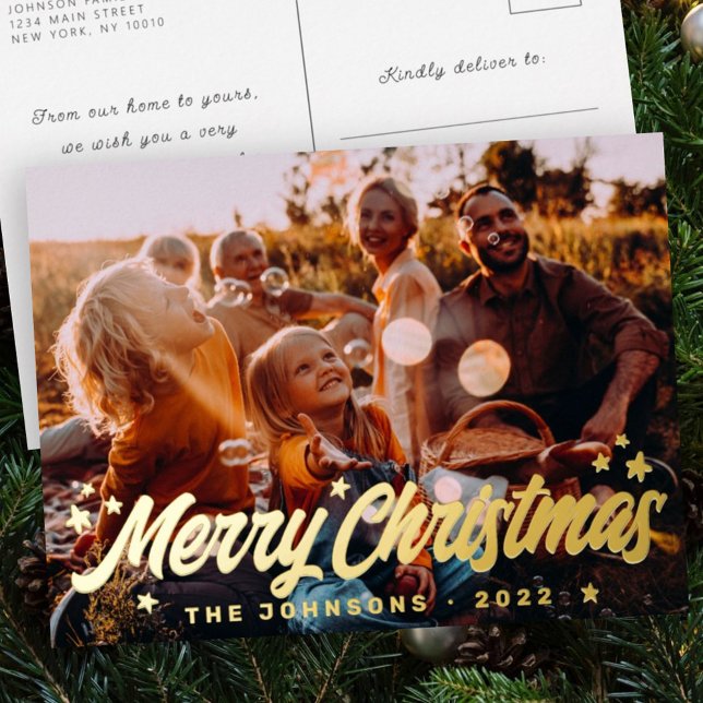 Carte Postale De Vacances En Aluminium Moderne salutations ludiques simples Étoiles Photo (Créateur téléchargé)