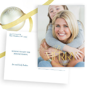 Carte Postale De Vacances En Aluminium Moderne Simple Be Merry Typographie 1 Photo