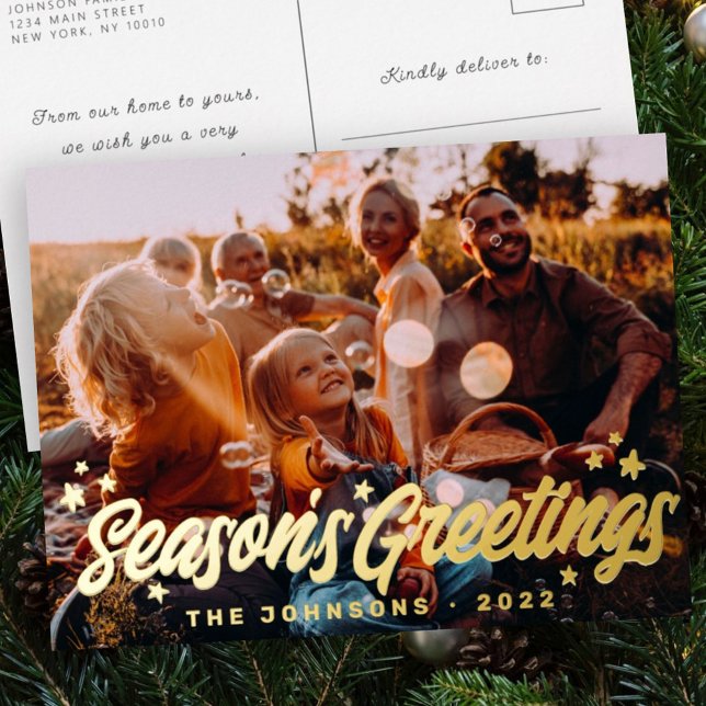 Carte Postale De Vacances En Aluminium Moderne Simple Jouer Salutations Stars Photo de fa (Créateur téléchargé)