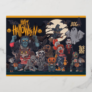 Carte Postale De Vacances En Aluminium Monstres d'Halloween