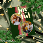 Carte Postale De Vacances En Aluminium Motif d'art rétro Abstrait personnalisé Real Gold<br><div class="desc">Carte de voeux de Noël classique contemporaine avec motif abstrait de couleur vert clair et foncé, rose et rouge, avec véritable feuille d'or JOYFUL texte de souhait. Avec place pour customiser ou personnaliser avec deux photos et le nom de famille (ou des noms individuels) sur le devant, et un message...</div>