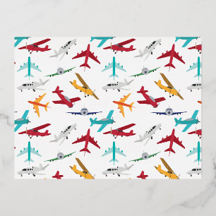 Carte Postale De Vacances En Aluminium Motif d'avions colorés