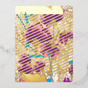 Carte Postale De Vacances En Aluminium Motif floral vif avec violet et bleu f