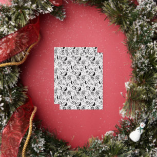 Carte Postale De Vacances En Aluminium Motif noir et blanc Paisley - Art textile élégant