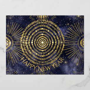 Carte Postale De Vacances En Aluminium Motif Starburst Étoile dorée de Nuit étoilée