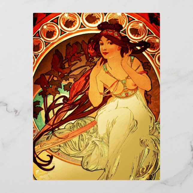 Carte Postale De Vacances En Aluminium Muse de musique Art nouveau Alphonse mucha (Recto)