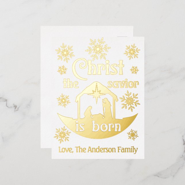 Carte Postale De Vacances En Aluminium Nativité chrétienne de Noël Christ Sauveur est né (Recto/Verso)