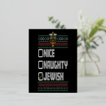 Carte Postale De Vacances En Aluminium Naughty Nice Jewish Santa Ugly Christmas Hanukkah<br><div class="desc">Naughty Nice Jewish Santa Ugly Christmas Hanukkah</div>