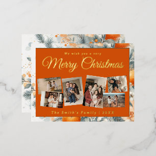 Carte Postale De Vacances En Aluminium Noël 6x photo vintage rétro floral