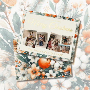 Carte Postale De Vacances En Aluminium Noël 6x photo vintage rétro floral