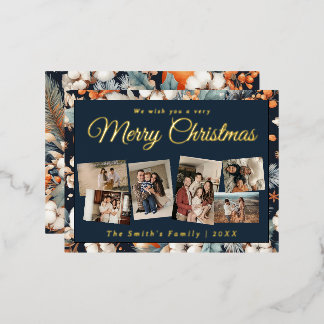 Carte Postale De Vacances En Aluminium Noël 6x photo vintage rétro floral