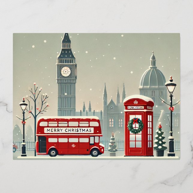 Carte Postale De Vacances En Aluminium Noël à Londres | Big Ben & Festive Londres (Recto)